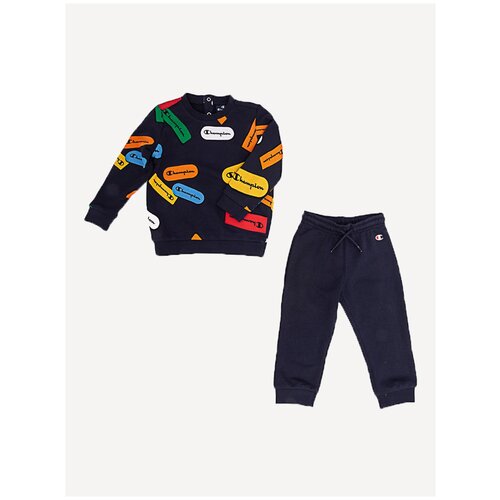 фото Crewneck suit,комплект брюки джемпер, (nny/allover/nny) синий/принт/синий, 68 champion