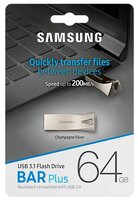 Флешка Samsung BAR Plus 64GB серебряное шампанское