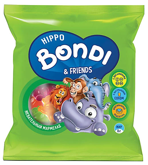 "HIPPO BONDI & FRIENDS", мармелад жевательный с соком ягод и фруктов, 30 г - фотография № 2