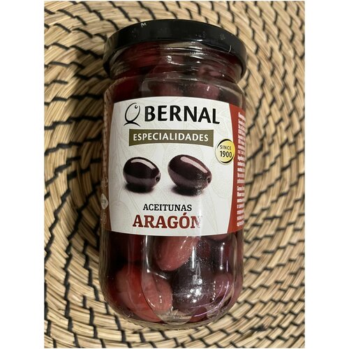 Оливки Bernal ARAGON В рассоле, черные, с косточкой, Премиум, Испания, 300г