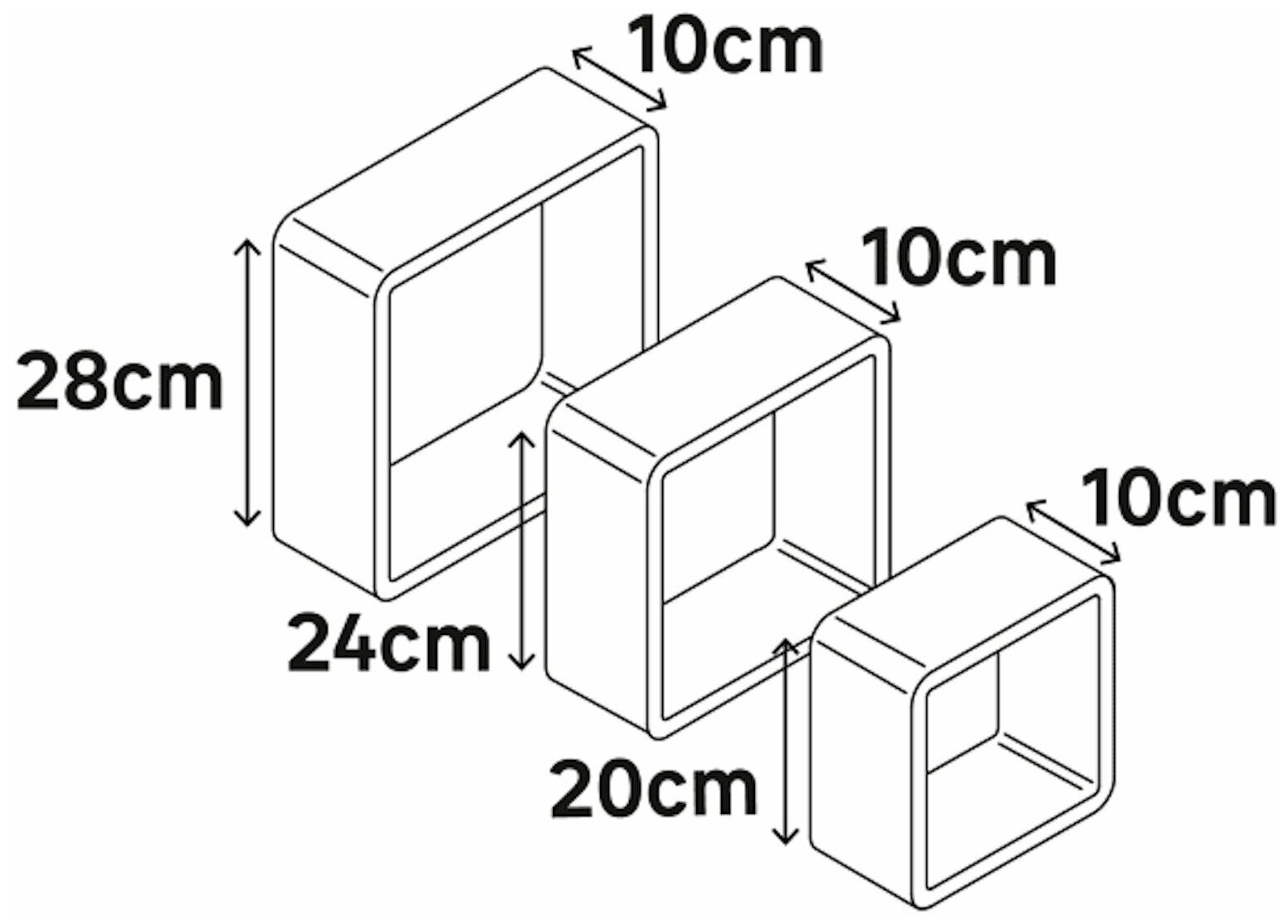 Набор настенных полок Spaceo 20x20 см/24x24 см/28x28 см МДФ цвет чёрный 3 шт - фотография № 9