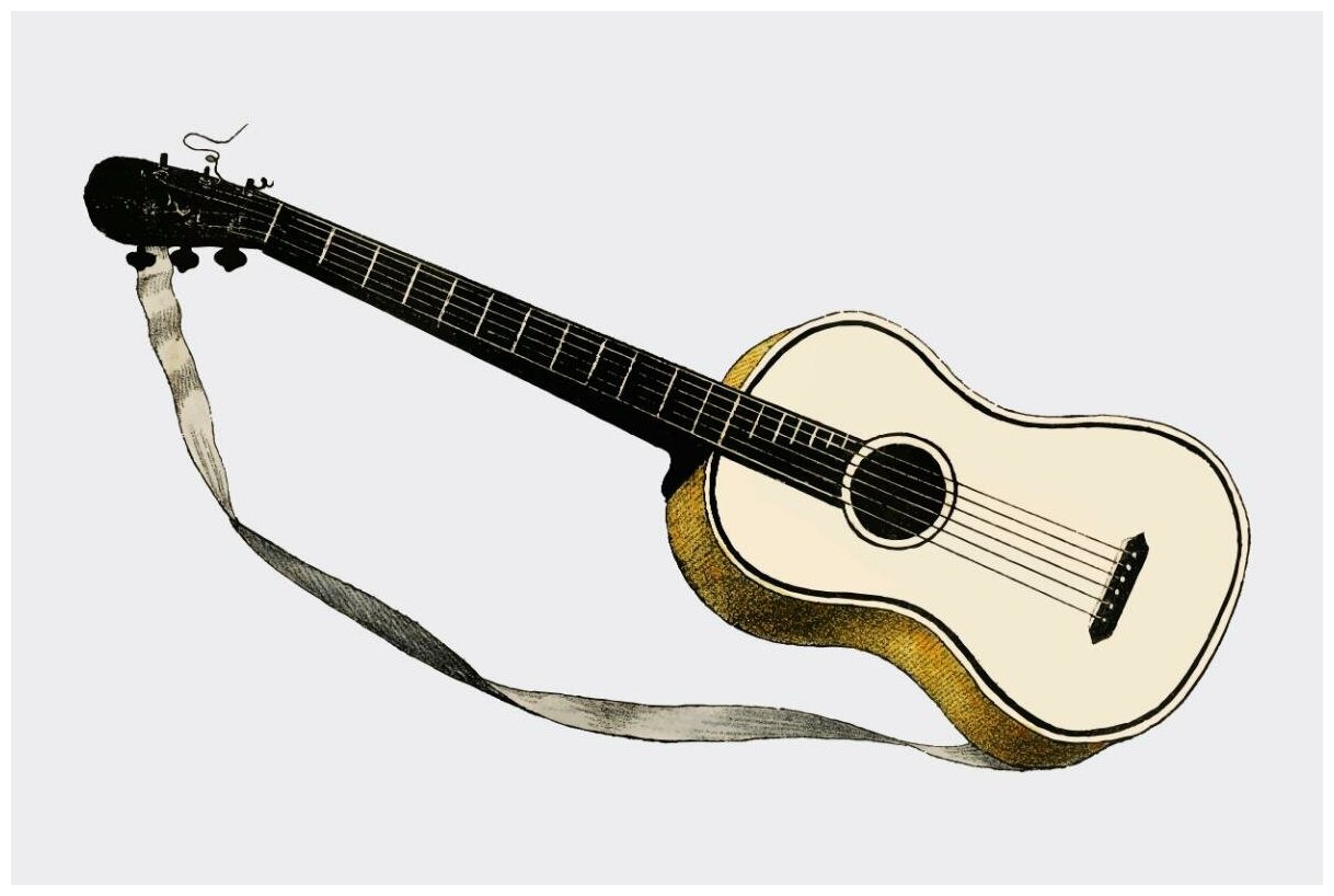 Постер / Плакат / Картина Восьмиструнная акустическая гитара 40х50 см в раме