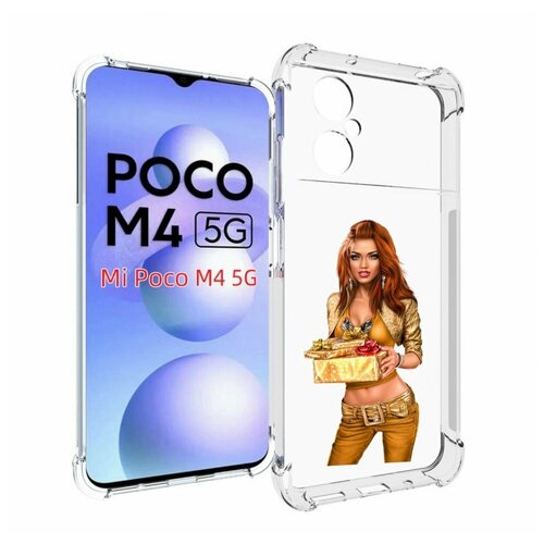 Чехол MyPads золотая-девочка-с-подарком женский для Xiaomi Poco M4 5G задняя-панель-накладка-бампер