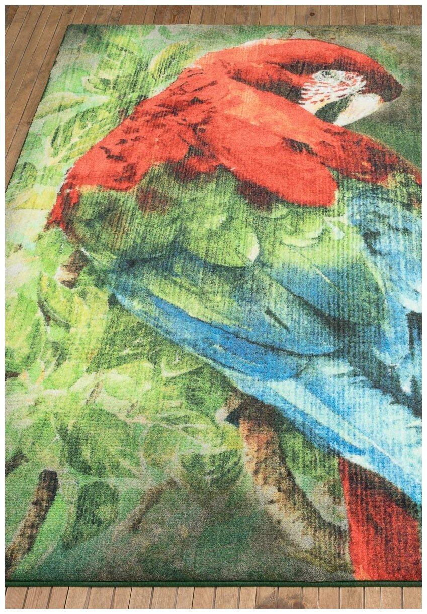 Ковер на пол 1,33 на 1,9 м в спальню, гостиную, детскую, разноцветный Confetti Kids Scarlet Macaw 01 Green - фотография № 1