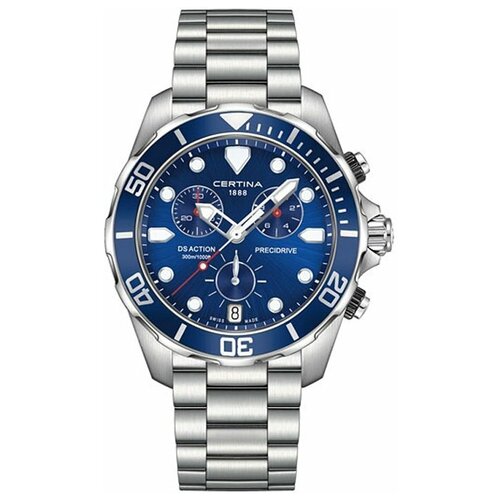 фото Наручные часы certina ds action мужские швейцарские наручные часы certina ds action chronograph c032.417.11.041.00 с гарантией, серебряный
