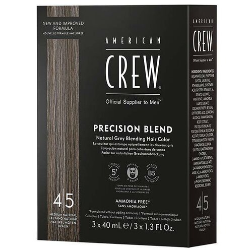 American Crew Precision Blend краска-камуфляж для седых волос, 4/5 средний натуральный