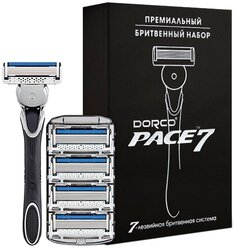 Набор Dorco Pace 7 станок, сменные кассеты ,серебряное тиснение