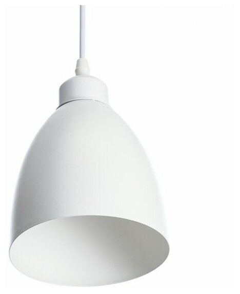 фото Светильник подвесной "Овал" 1x40Вт E27 белый 14х14х18-98 см