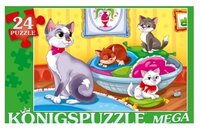 Пазл Рыжий кот Konigspuzzle Кошка и котята (ПК24-9983) , элементов: 24 шт.