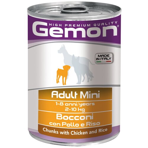 Gemon Dog Mini консервы для собак мелких пород кусочки курицы с рисом 415г