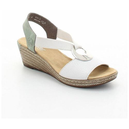 фото Босоножки rieker женские летние, размер 39, цвет белый, артикул 624h6-80