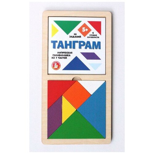 Игра головоломка деревянная Танграм (цветная, большая) 00788ДК