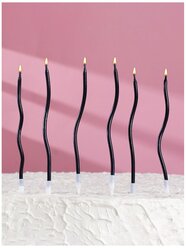 Свечи для торта парафиновые Страна Карнавалия Витые, Серпантин, черный, 11 см, 6 шт