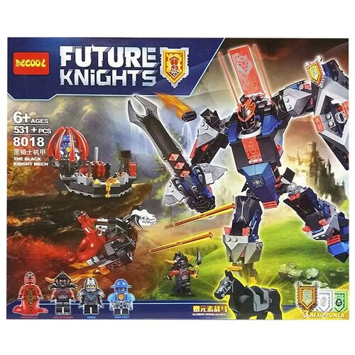 Jisi bricks (Decool) Future Knights 8018 Черный рыцарь, 531 дет. набор фигурок нексо найтс минифигурки игрушка человечки нексо найтс с оружием минифигурки рыцари нексо совместимые мини фигурки nexo knights