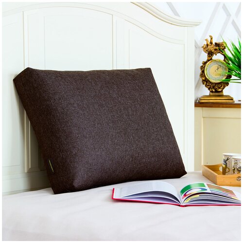 Большая диванная подушка, подушка на спинку кровати, подушка для дивана Рогожка Шоколад 63*45 см