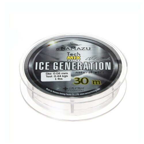 леска namazu ice generation l 30 м d 0 18 мм test 2 59 кг прозрачная Леска Namazu Ice Generation, диаметр 0.08 мм, тест 0.44 кг, 30 м, прозрачная