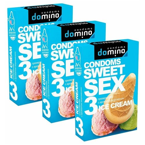 Презервативы ароматизированные DOMINO Sweet Sex с ароматом мороженого, 3 упаковки, 9 шт.