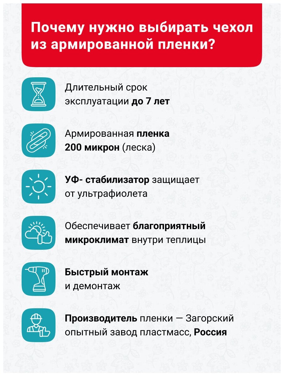 Чехол на теплицу из армированной пленки с уф-защитой 4х3 метра 200 мкм (2 двери, 2 форточки) - фотография № 3