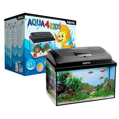 Аквариум Aquael 25л AQUA4 KIDS 40 41х25х25см (крышка+свет+фильтр+нагреватель, сачок, термометр, растение) аквариум aquael aqua4 family 80 day