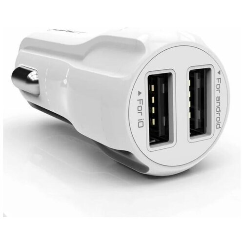 Зарядное устройство автомобильное 5V 3.4A, 2 USB порта, кабель micro USB зарядное устройство автомобильное 5v 3 1a 2 usb usb кабель micro
