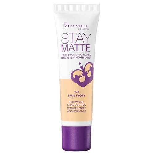 фото Rimmel тональный мусс stay matte, 30 мл, оттенок: 103 true ivory