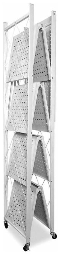Стеллаж/этажерка складной металлический напольный на колесиках, с 5 полками, гелеос Атлант-5, размер 730х400х1590 мм, белый - фотография № 10