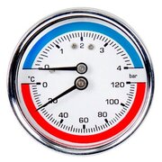 Манометр с термометром горизонтальный ST XF90346 (до 4 бар, 120 гр.) 1/4 дюйма