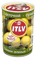 ITLV Оливки зеленые с косточкой в рассоле, жестяная банка 300 г