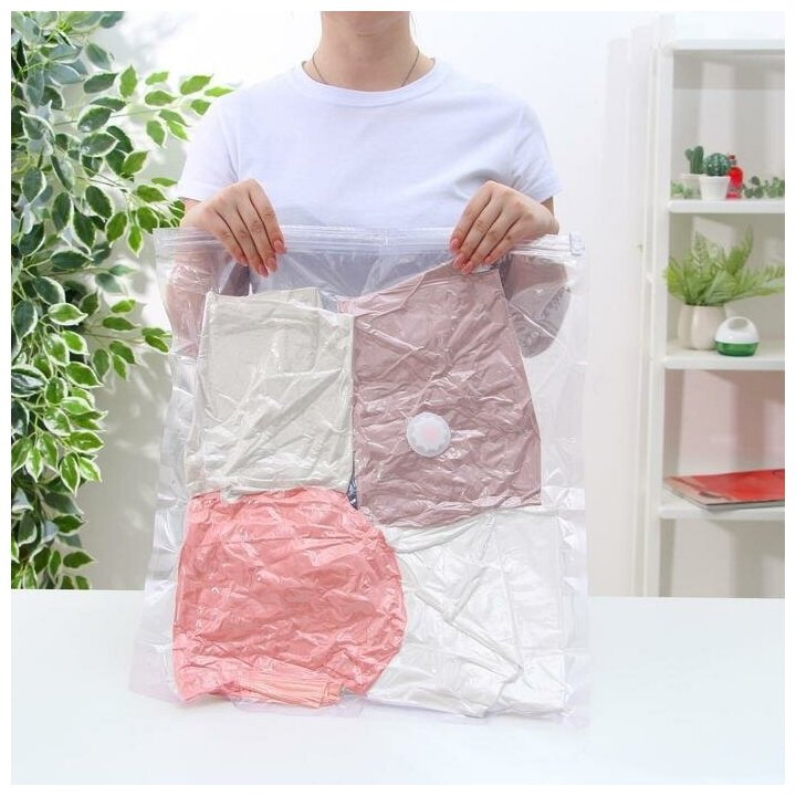 Вакуумный пакет для хранения одежды «Лаванда», 60×80 см, ароматизированный, прозрачный - фотография № 2