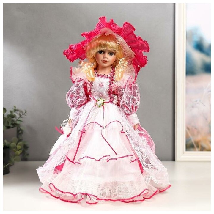 Кукла коллекционная КНР керамика, "Леди Виктория в розовом платье" 40 см (4822736)