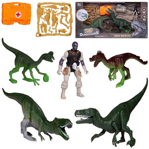 фото Игровой набор junfa динозавры (2 больших динозавра, 2 маленьких динозавра, детали для сборки динозав junfa toys