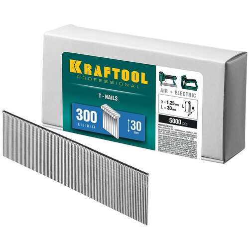 KRAFTOOL 30 мм гвозди для нейлера тип 300, 5000 шт скобы kraftool для степлера 31789 30 30 мм 5000 шт