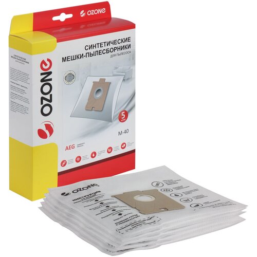 M-40 Мешки-пылесборники Ozone синтетические для пылесоса 5 шт микрофильтр 496₽