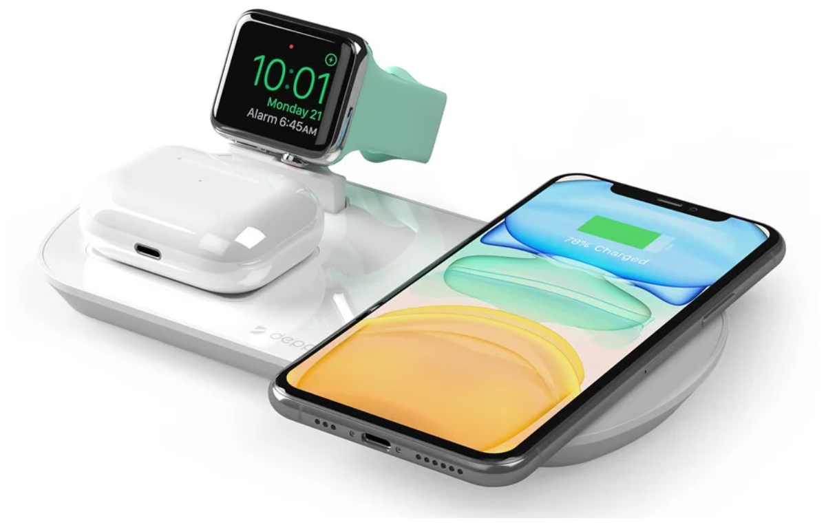 Беспроводное зарядное устройство Deppa 3в1 (D-24010) для Apple iPhone/ Watch (1-6ser)/ Air Pods 17.5W Белый