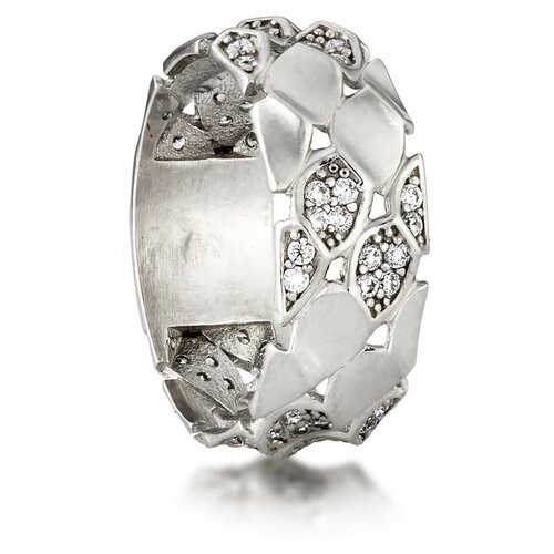 Кольцо JEDA, белое золото, 585 проба, фианит, размер 18, золотой, белый