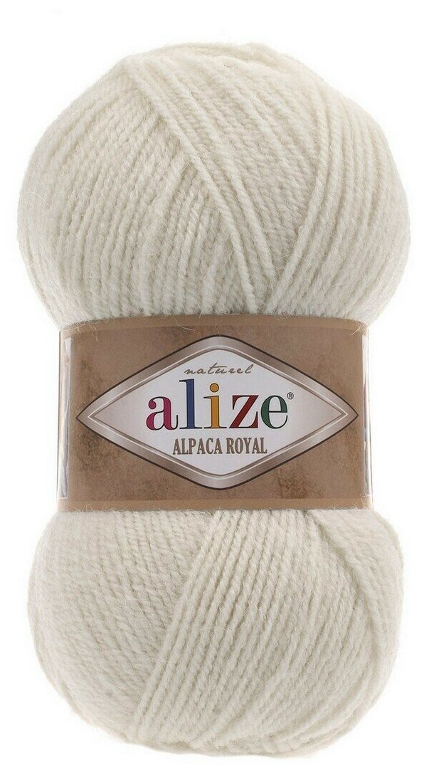 Пряжа Alize Alpaca Royal -1 шт, 152 бежевый меланж, 250м/100г, 30% альпака, 15% шерсть, 55% акрил /ализе альпака роял/