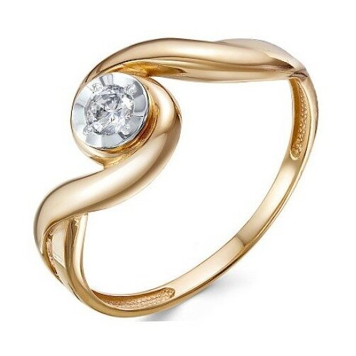 фото Кольцо гранат красное золото, 585 проба, фианит, размер 17