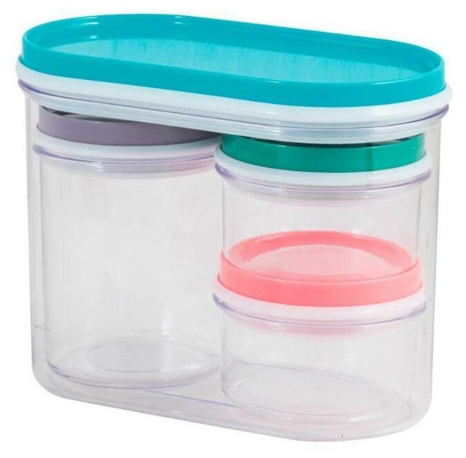 Универсальный набор банок для хранения (рыжий КОТ Универсальный набор банок для хранения SB-1 (4шт, пластик) (003052))
