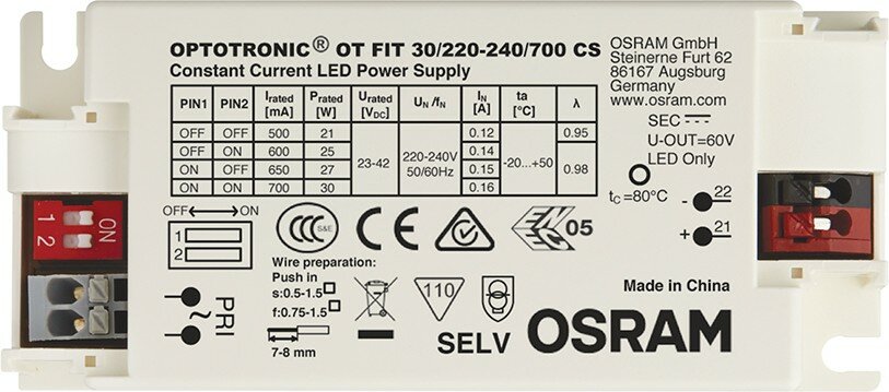 Osram Led Драйвер Optotronic OT Fit 30w/220-240v/700 CS, IP20 — фото 1