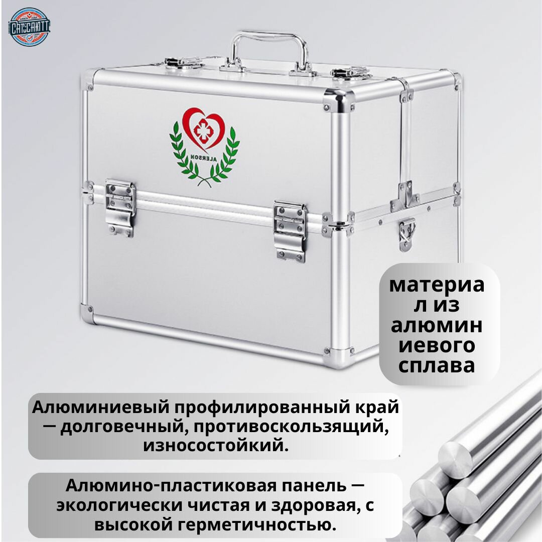 Изображение Аптечка домашняя большая контейнер органайзер для хранения лекарств и медикаментов дома пластиковый с крышкой