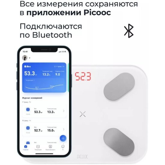Напольные весы Picooc S1 Pro, беспроводные, Bluetooth, точность измерения, стекло