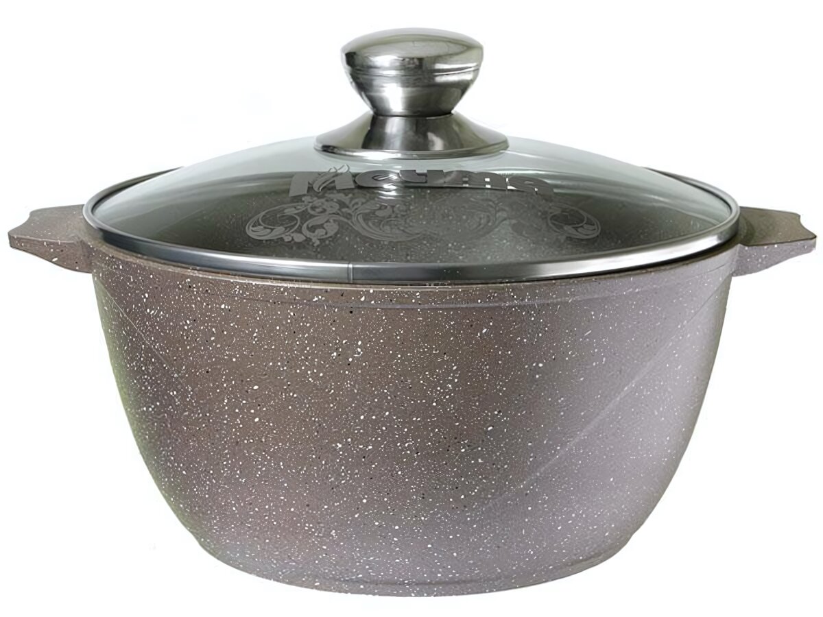 Кастрюля 5л с антипригарным покрытием, коричневая, диаметр 27 см