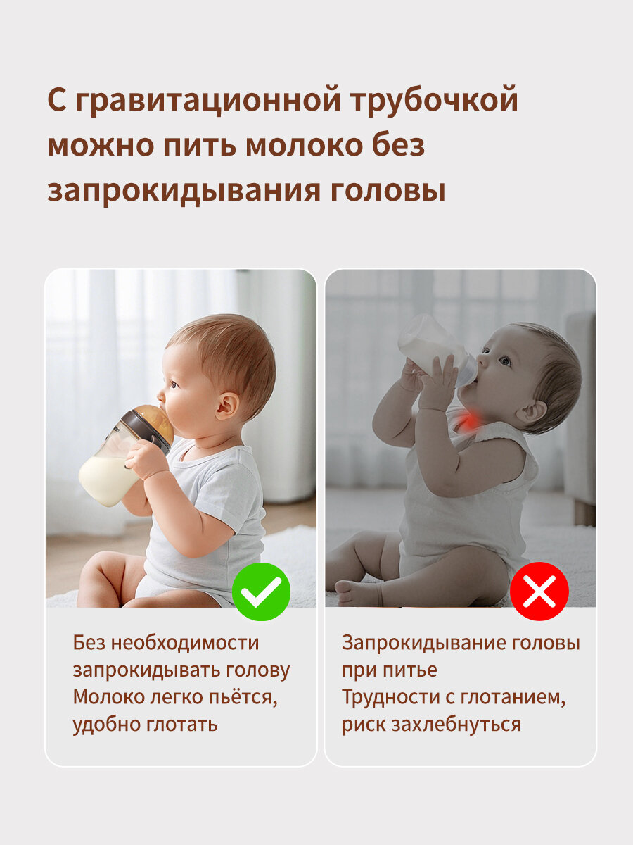 Детские Бутылочки Детская бутылочка с трубочкой, PPSU, 10 мес+