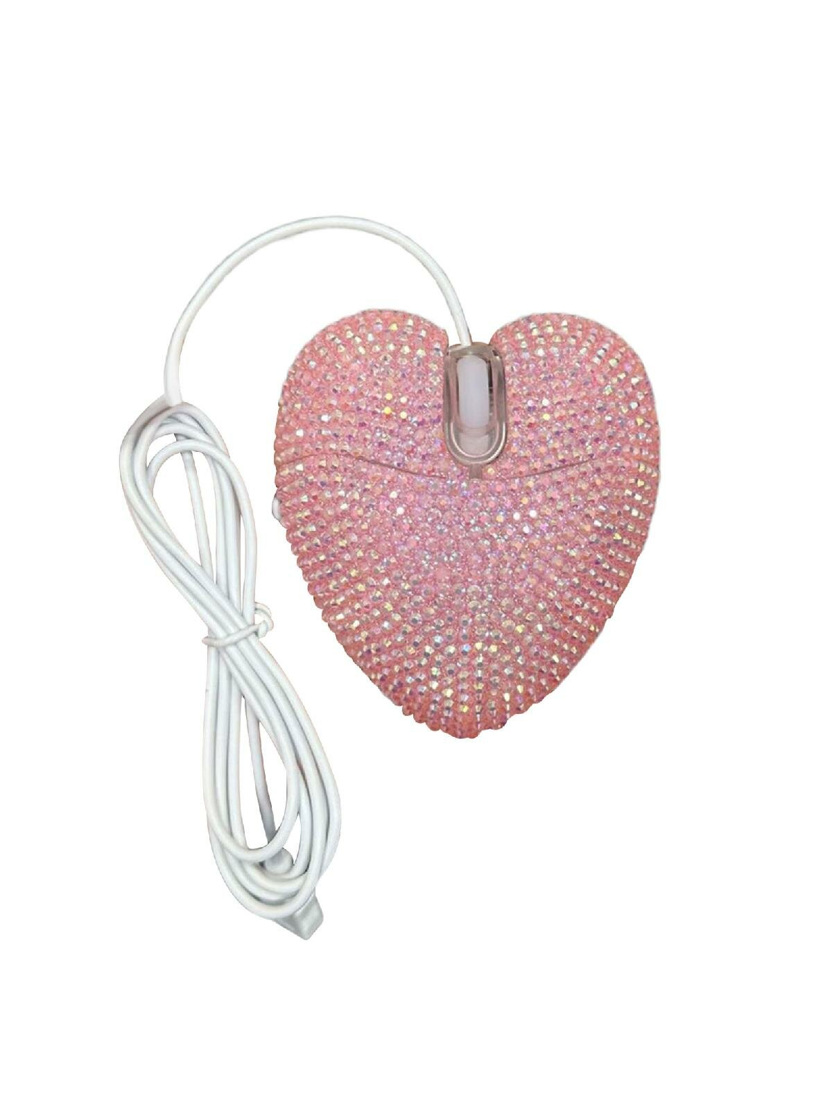Heart Shaped Blings Rhinestones 2.4Ghz Wireless Mouse Ergonomic Designs for Comfortable Long Terms Use Quiet Clicks