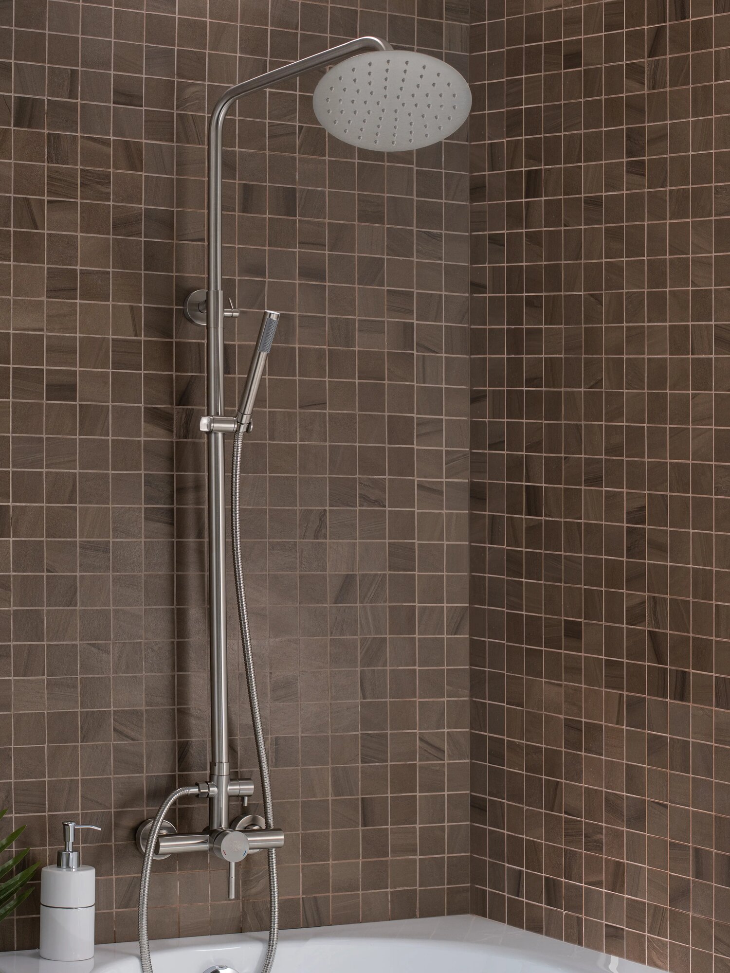 Душевая стойка, РМС SUS124-003DK-2, со смесителем, нержавеющая сталь, без излива, тропический душ