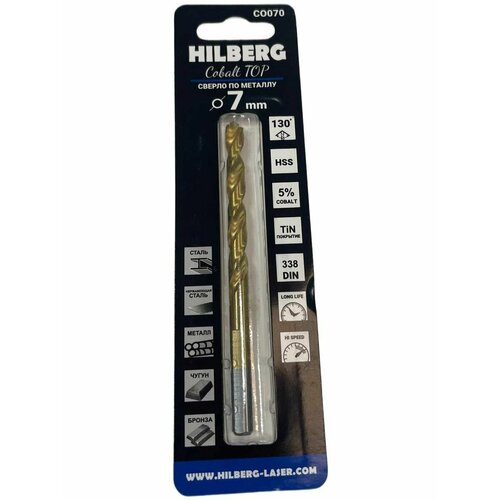 Сверло по металлу 3.5*70(39)мм (2шт) Hilberg Cobalt 5% TOP, CO035