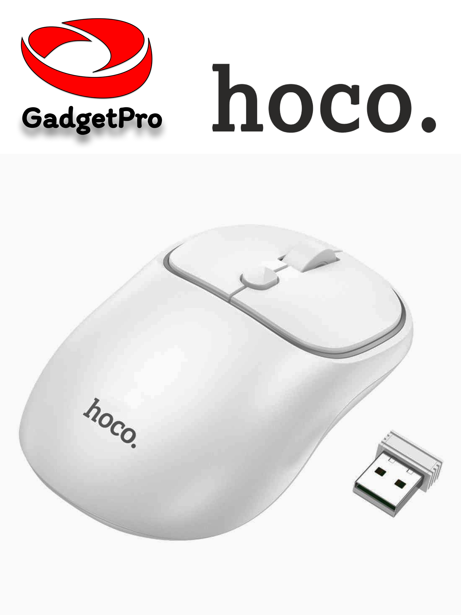 Беспроводная компьютерная мышь Hoco GM25 Royal, двухрежимная 2.4G + Bluetooth 3.0/5.2, 800–1600 DPI, 4 кнопок белый — фото 1