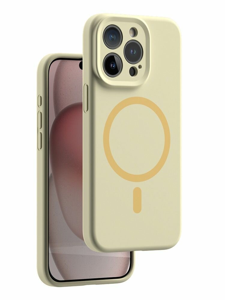 Чехол Vivid Vortex для Apple iPhone 16 Pro (айфон 16 про) совместимый с MagSafe (магсейф), с анимацией, противоударный, кремово-желтый