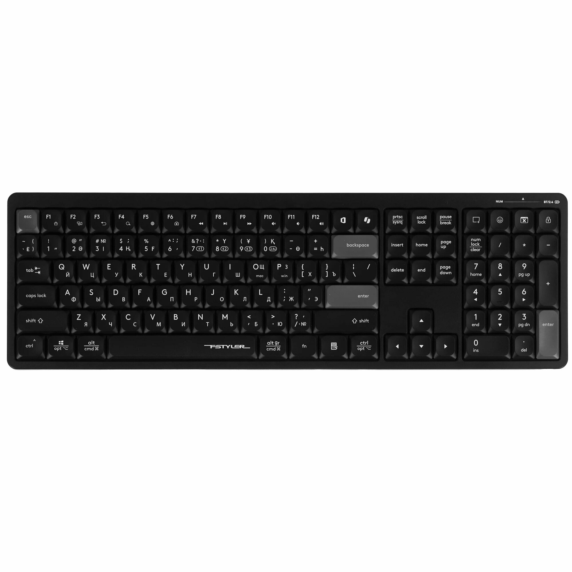 Клавиатура A4Tech Fstyler FBX55C черный USB беспроводная BT/Radio slim Multimedia