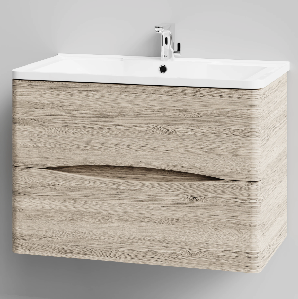 Тумба с раковиной Адель 80 подвесной Дубослив ореховый светлый